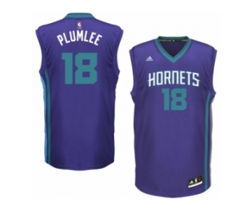 Men's Adidas Charlotte Hornets #18 Miles Plumlee Authentic Purple Alternate NBA Jersey