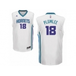 Men's Adidas Charlotte Hornets #18 Miles Plumlee Authentic White Home NBA Jersey