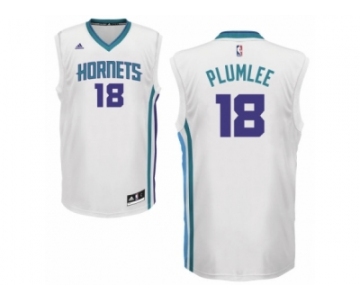 Men's Adidas Charlotte Hornets #18 Miles Plumlee Authentic White Home NBA Jersey