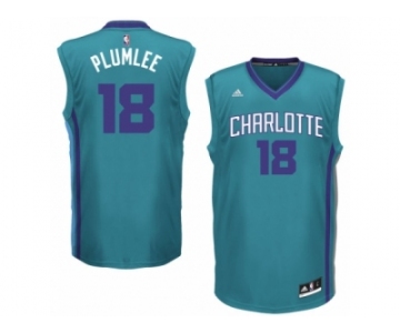 Men's Adidas Charlotte Hornets #18 Miles Plumlee Swingman Light Blue Road NBA Jersey