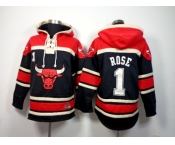 NBA chicago bulls #1 rose red-black jersey[pullover hooded sweatshirt]