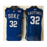 Duke Blue Devils #32 Christian Laettner Blue Basketball Stitched NCAA Jersey