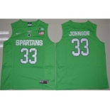 Michigan State Spartans #33 Magic Johnson Apple Green Authentic Basketball Stitched NCAA Jersey