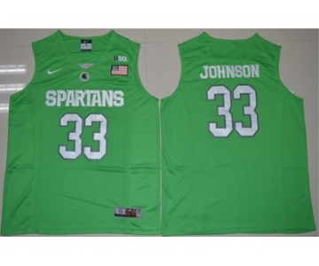 Michigan State Spartans #33 Magic Johnson Apple Green Authentic Basketball Stitched NCAA Jersey