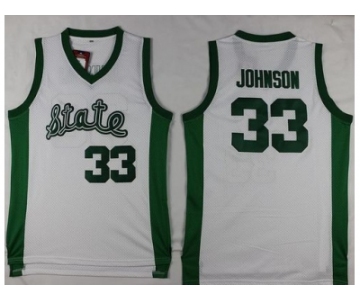 Michigan State Spartans #33 Magic Johnson White Throwback Basketball Stitched NCAA Jersey