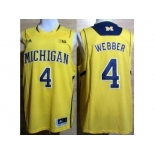 Michigan Wolverines #4 Chirs Webber Big 10 Patch Yellow Jerseys