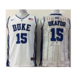 NCAA Blue Devils #15 Jahlil Okafor Royal white Basketball Stitched Jerseys