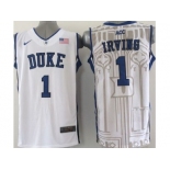 NCAA Duke Blue Devils #1 Irving White Basketball Jersey