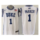 NCAA Duke Blue Devils #1 Jabari Parker White Basketball Stitched Jerseys(Parker)