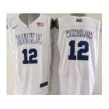 NCAA Duke Blue Devils #12 Justise Winslow White Basketball Stitched Jerseys