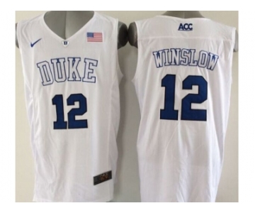 NCAA Duke Blue Devils #12 Justise Winslow White Basketball Stitched Jerseys