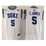 NCAA Duke Blue Devils #5 Tyus Jones Royal white Basketball Jerseys