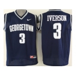 NCAA Georgetown Hoyas #3 Iverson Blue Basketball Stitched Jerseys