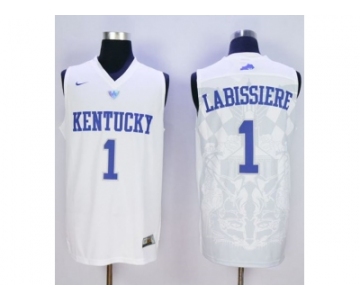 NCAA Men Kentucky Wildcats #1 Skal Labissiere White Basketball Stitched Jersey