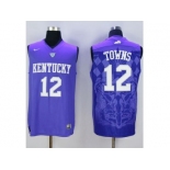 NCAA Men Kentucky Wildcats #12 Karl-Anthony Towns Blue Basketball Stitched Jersey