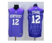 NCAA Men Kentucky Wildcats #12 Karl-Anthony Towns Blue Basketball Stitched Jersey