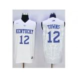 NCAA Men Kentucky Wildcats #12 Karl-Anthony Towns White Basketball Stitched Jersey