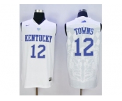 NCAA Men Kentucky Wildcats #12 Karl-Anthony Towns White Basketball Stitched Jersey