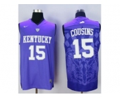 NCAA Men Kentucky Wildcats #15 DeMarcus Cousins Blue Basketball Stitched Jersey