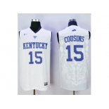 NCAA Men Kentucky Wildcats #15 DeMarcus Cousins White Basketball Stitched Jersey