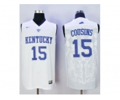 NCAA Men Kentucky Wildcats #15 DeMarcus Cousins White Basketball Stitched Jersey