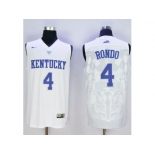 NCAA Men Kentucky Wildcats #4 Rajon Rondo White Basketball Stitched Jersey