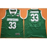 NCAA Men Michigan State Spartans #33 Magic Johnson Green Authentic Basketball Stitched Jersey