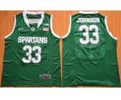 NCAA Men Michigan State Spartans #33 Magic Johnson Green Authentic Basketball Stitched Jersey