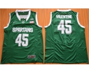 NCAA Men Michigan State Spartans #45 Denzel Valentine Green Authentic Basketball Stitched Jersey