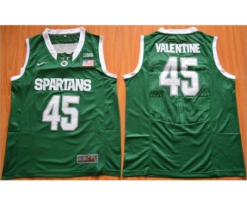 NCAA Men Michigan State Spartans #45 Denzel Valentine Green Authentic Basketball Stitched Jersey