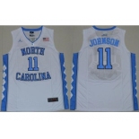 North Carolina #11 Brice Johnson White Basketball Stitched NCAA Jersey