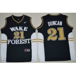 Wake Forest Demon Deacons #21 Tim Duncan Black Basketball Stitched NCAA Jersey