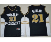 Wake Forest Demon Deacons #21 Tim Duncan Black Basketball Stitched NCAA Jersey