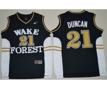 Wake Forest Demon Deacons #21 Tim Duncan Black Basketball Stitched NCAA Jersey