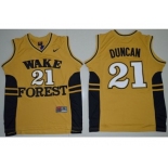 Wake Forest Demon Deacons #21 Tim Duncan Gold Basketball Stitched NCAA Jersey