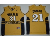 Wake Forest Demon Deacons #21 Tim Duncan Gold Basketball Stitched NCAA Jersey