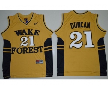 Wake Forest Demon Deacons #21 Tim Duncan Gold Basketball Stitched NCAA Jersey