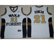 Wake Forest Demon Deacons #21 Tim Duncan White Basketball Stitched NCAA Jersey