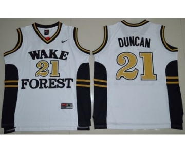 Wake Forest Demon Deacons #21 Tim Duncan White Basketball Stitched NCAA Jersey