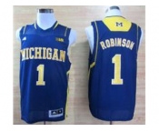 ncaa Michigan Wolverines Trey #1 Robinson Basketball Authentic Navy Blue