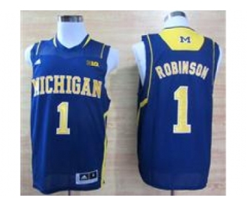 ncaa Michigan Wolverines Trey #1 Robinson Basketball Authentic Navy Blue