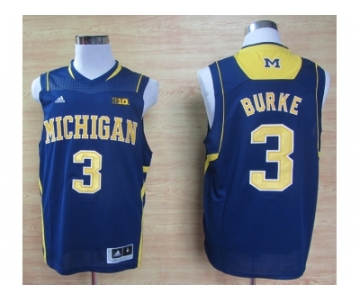 ncaa Michigan Wolverines Trey #3 Basketball Authentic Burke Navy Blue