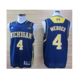 ncaa Michigan Wolverines Trey #4 Webber Basketball Authentic Navy Blue