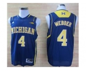 ncaa Michigan Wolverines Trey #4 Webber Basketball Authentic Navy Blue