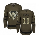 Adidas Pittsburgh Penguins #11 Jimmy Hayes Authentic Green Salute to Service NHL Jersey