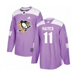 Adidas Pittsburgh Penguins #11 Jimmy Hayes Authentic Purple Fights Cancer Practice NHL Jersey