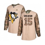 Adidas Pittsburgh Penguins #15 Riley Sheahan Authentic Camo Veterans Day Practice NHL Jersey