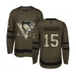 Adidas Pittsburgh Penguins #15 Riley Sheahan Authentic Green Salute to Service NHL Jersey