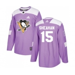 Adidas Pittsburgh Penguins #15 Riley Sheahan Authentic Purple Fights Cancer Practice NHL Jersey