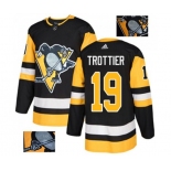 Adidas Pittsburgh Penguins #19 Bryan Trottier Authentic Black Fashion Gold NHL Jersey